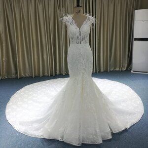Darius Cordell - short cap sleeve fitted wedding gown